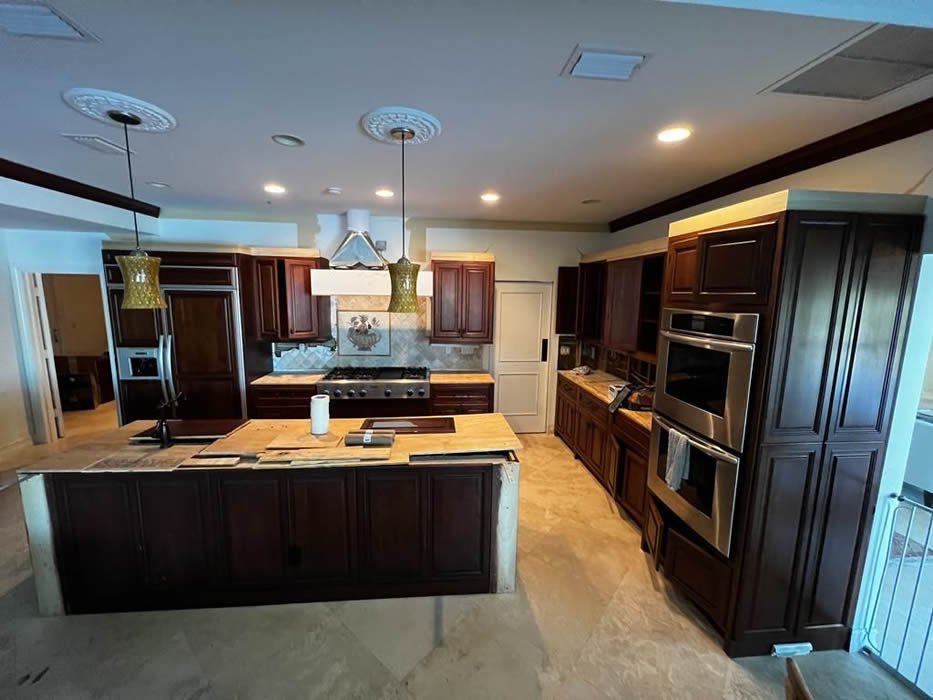 Kitchen cabinets before a two-day repaint